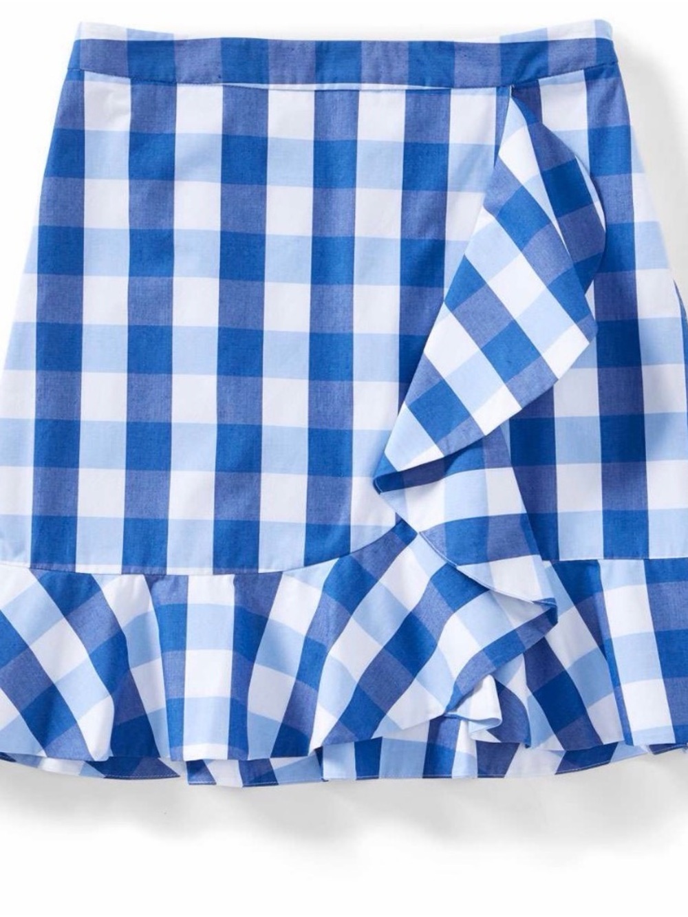 Draper James Blue and White Gingham Ruffle Mini Skirt